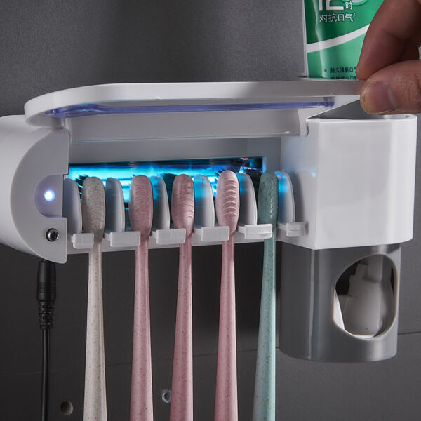 ONEUP Antibacteria Ultraviolet Toothbrush Holder Sterilizer Automatic Toothpaste Dispenser Squeezer Bathroom Accessories Set 1