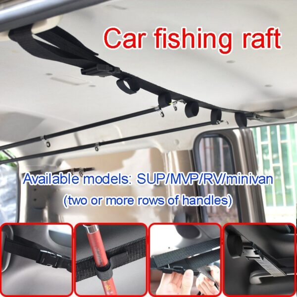 One piece Fishing Rod Car Bracket With Support Belt With Bracket System Fishing Car Interior Kidnapping 5