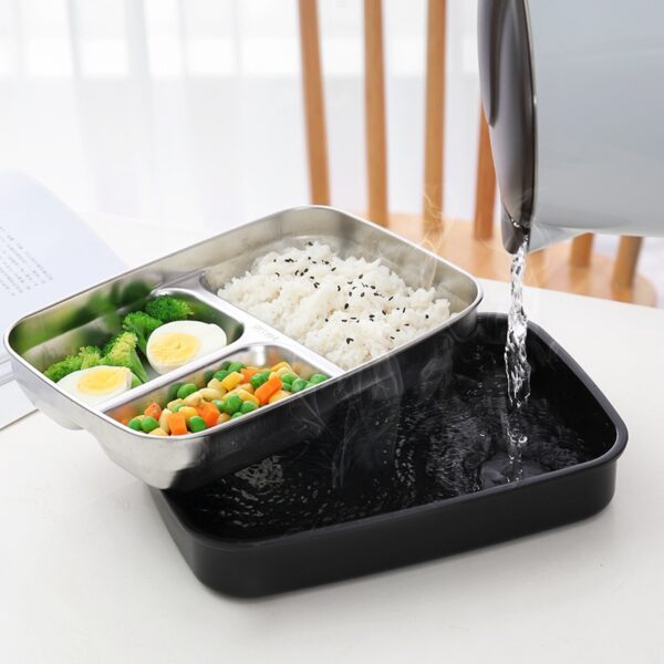 Stainless Steel Thermal Lunch Box nga mga sudlanan nga adunay mga Compartment Leakproof Bento Box Uban sa Tableware Food Container Box 2