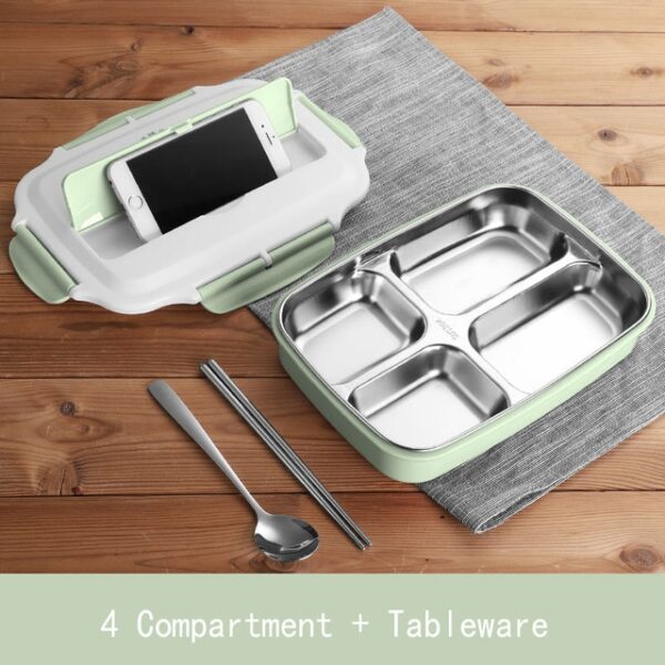 Stainless Steel Thermal Lunch Box nga mga sudlanan nga adunay mga Compartment Leakproof Bento Box Uban sa Tableware Food Container Box 5.jpg 640x640 5