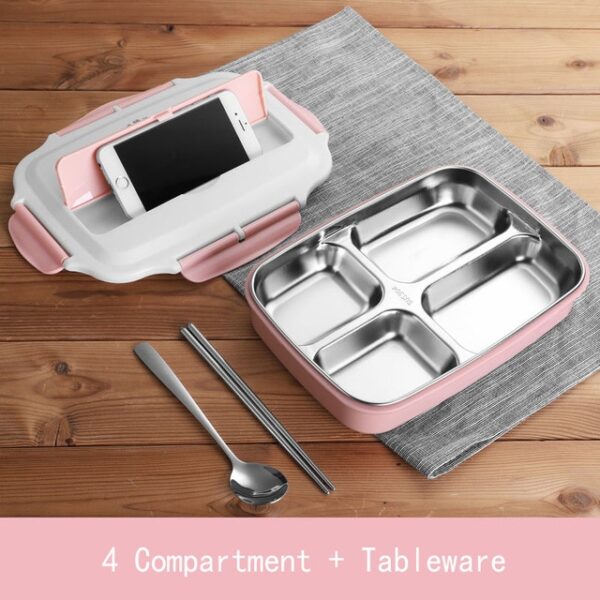 Stainless Steel Thermal Lunch Box nga mga sudlanan nga adunay mga Compartment Leakproof Bento Box Uban sa Tableware Food Container Box 6.jpg 640x640 6