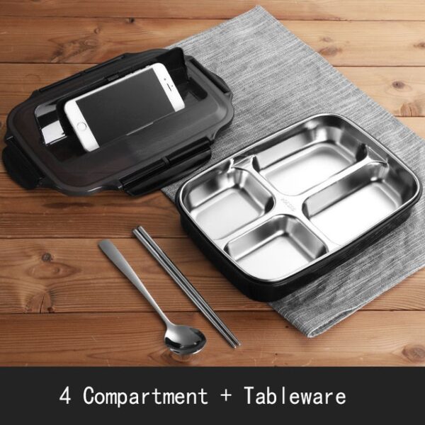 Stainless Steel Thermal Lunch Box nga mga sudlanan nga adunay mga Compartment Leakproof Bento Box Uban sa Tableware Food Container Box 7.jpg 640x640 7
