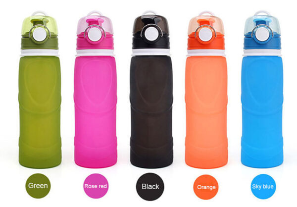 TEENRA 750ML Collapsible Silicone Water Bottle Silicone Folding Kettle Outdoor Sport Water Bottle Camping Travel Running 3