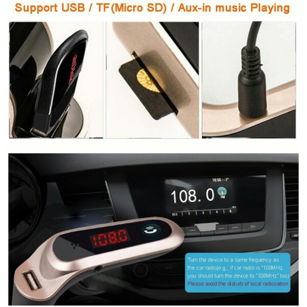 car bluetooth wireless fm modulator 1 usb port hippobell 1907 23 F1648137 3