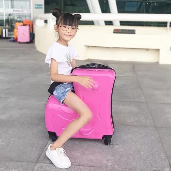 new Kids Riding Trojanl Luggage Hot Boys Girls Travel Trolley Alloy Children Sitting Rolling Luggage Suitcase 3