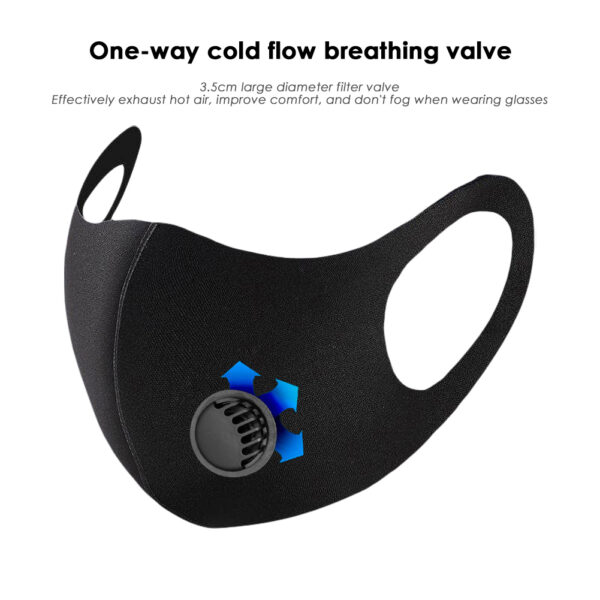 1PC Washable Dustproof Anti Haze Protective Mouth Face Mask yokhala ndi Breather Valves 2