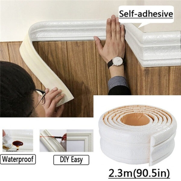 2 3m Waterproof Border Wall Sticker Top Corner Line Wall Edge Strip Wall Waist Line Sticker 4