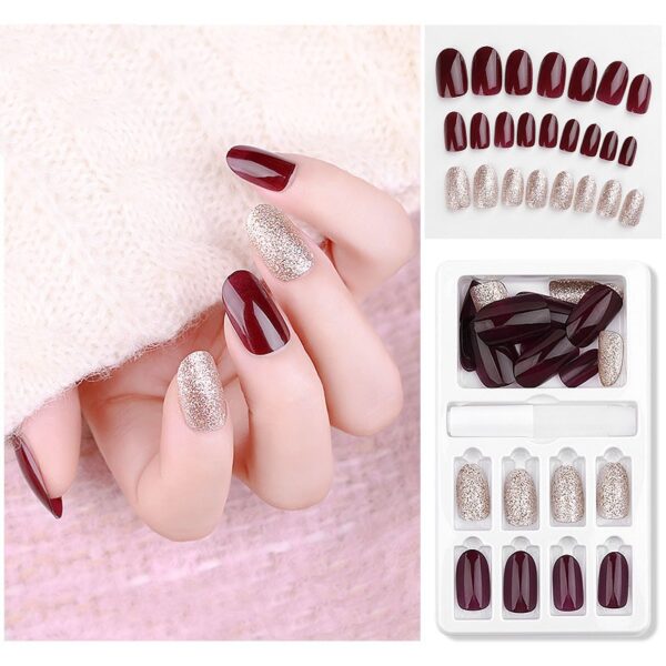 24Pcs Fake Nails on Glue Nail Tips False Nails Glue On Nails Artificial 3