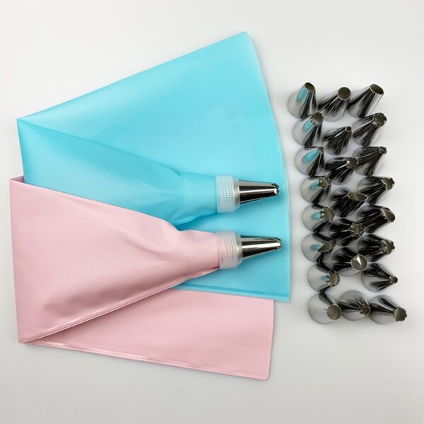 26 PCS Set Silicone Pastry Bag Tips Kitchen DIY Icing Piping Cream Reusable Pastry Bags 24 3