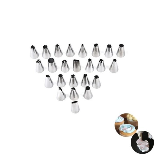 26 PCS Seta iSilicone Pastry Bag Tips Kitchen DIY Icing Piping Cream Iingxowa zePastry eziphinda zisetyenziswe 24