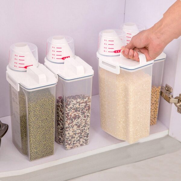 2l Plastic Cereal Dispenser Storage Box Kitchen Food Grain Rice Container Nice Transparent Kitchen Rice Multigrain 1