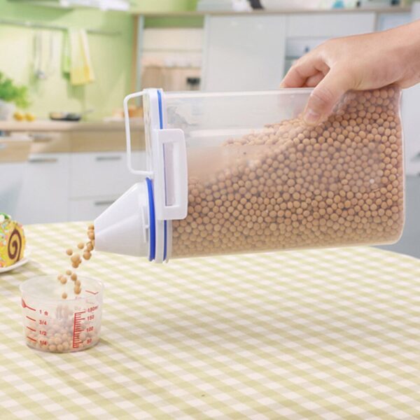 2l Plastic Cereal Dispenser Storage Box Kitchen Food Grain Rice Container Nice Transparent Kitchen Rice Multigrain 3