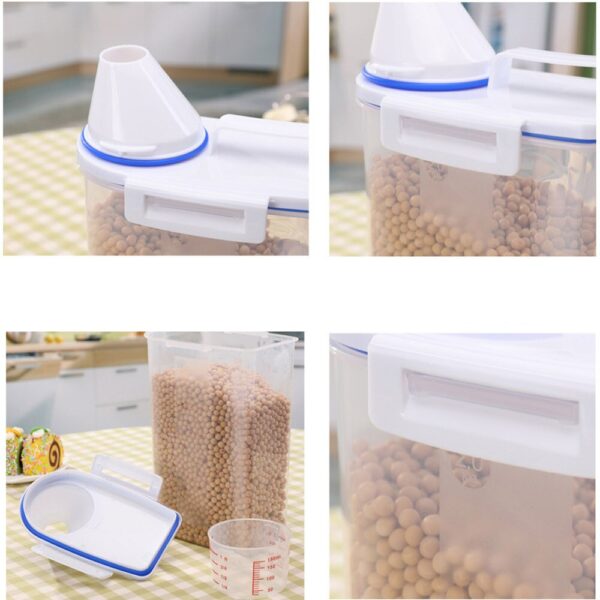 2l Plastic Cereal Dispenser Storage Box Kitchen Food Grain Rice Container Nice Transparent Kitchen Rice Multigrain 5