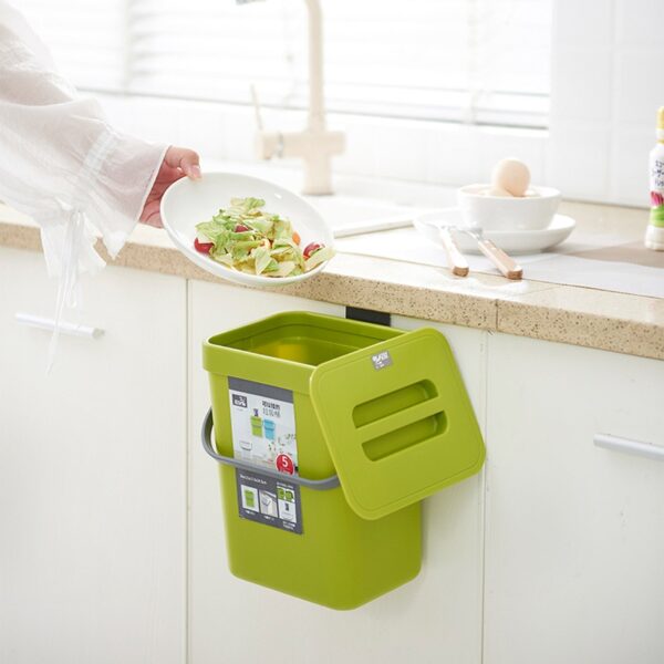 3 5L Waste Bin Kitchen Cabinet Door Hanging Trash Bin Trash Can Wall Mounted Bathroom Dustbin 2