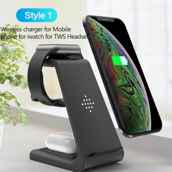 3in1 Qi Charger 10W Fast Wireless Charger for iphone Samsung Phone Holder for iWatch Airpods Galaxy 7