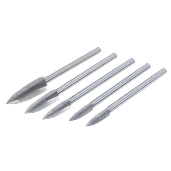 3mm Shank 5Pcs 3 8mm Vikata vya kusagia Chuma Nyeupe Pembe Zenye ncha kali Zana za Utengenezaji wa Mbao Vibao vitatu Mbao 1