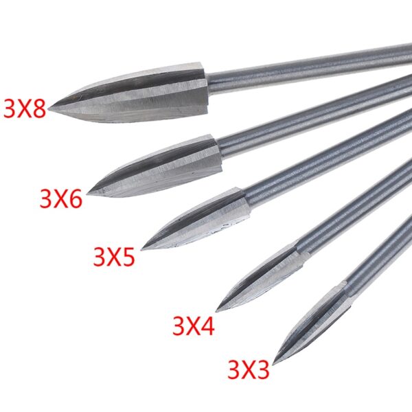 3mm Shank 5Pcs 3 8mm Milling Cutters White Steel Sharp Edges Woodworking Tools Three Blades Wood 3