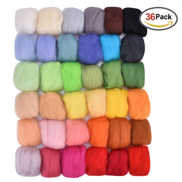 50 36 Color DIY Wool Felt Kit Handle Wool Felting Tools Handmade Felt Needle Set 7pcs 8