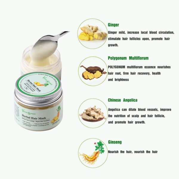 50g Tonic Hair Treatment Herbal Hair Mask Root Hair Ginger Ginseng Polygonum Multiflorum Sinensis Keratin Seconds 3