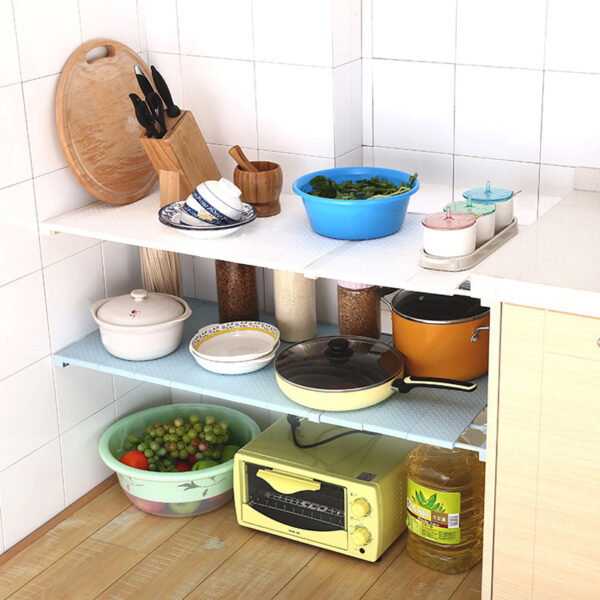 Daidaitacce Mai Shirya Kayayyakin Kayayyakin Ma'ajiya Ma'ajiya Shelf ɗin Da Aka Hana Katangar Kitchen Rack Space Ajiye Wardrobe Kayan Ado Shelves Masu Rike Gidan Gwamnati 4