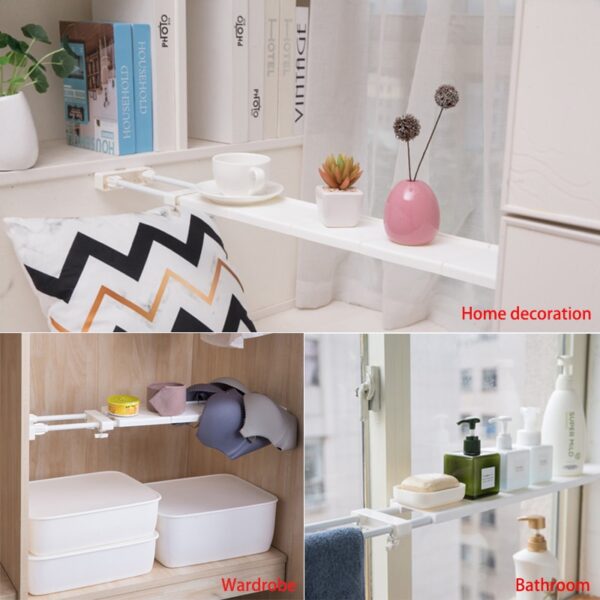 Adjustable Closet Organizer Storage Shelf Wall Mounted Kitchen Rack Space Saving Wardrobe Decorative Shelves Cabinet Holders 5