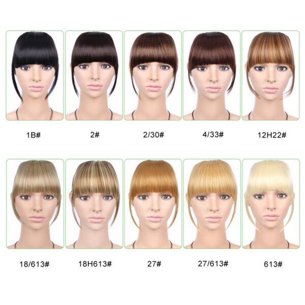 AliLeader Black Fake Hair Bans Front Neat Bangs Clip In Hairpiece Fringe Hair Extensions 1 කාන්තාවන් සඳහා