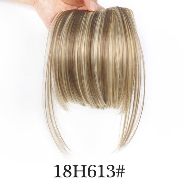 AliLeader Black Fake Hair Bans Front Neat Bangs Clip In Hairpiece Fringe Hair Extensions For