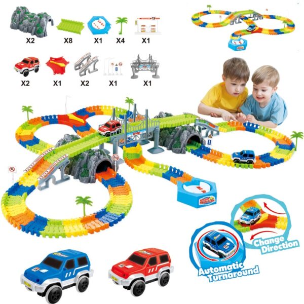 Assemble DIY railway road flexible track toys railroad flex race tracks set 96 144 192 240PCS 1