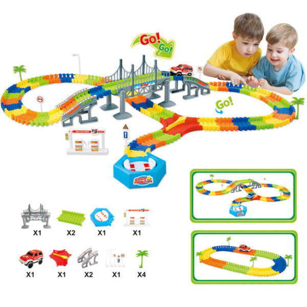 Assemble DIY railway road flexible track toys railroad flex race tracks set 96 144 192 240PCS 4