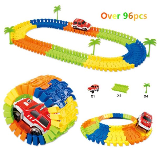 Assemble DIY railway road flexible track toys railroad flex race tracks set 96 144 192