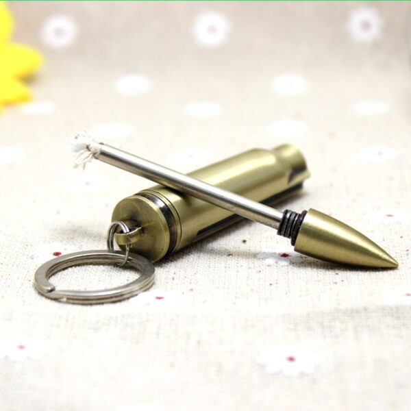 Bullet Oil Lighter Cotton Million Matches Key Chain Portable Metal Lighters for Men Survival Camping 3