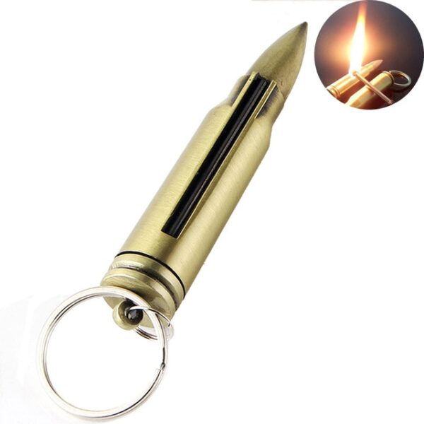 Bullet Oil Lighter Cotton Million Matches Key Chain Portable Metal Lighters for Men Survival