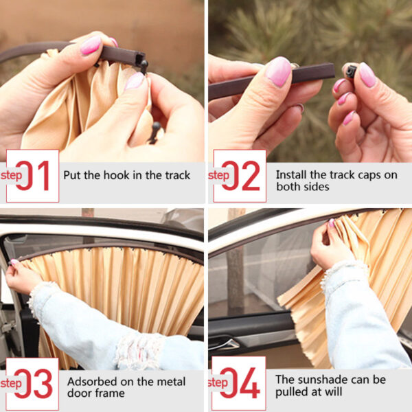 Car Side Window Sunshade Universal Car Curtain Anti UV Protection Magnetic Retractable Car Windshield Sun Shade 5