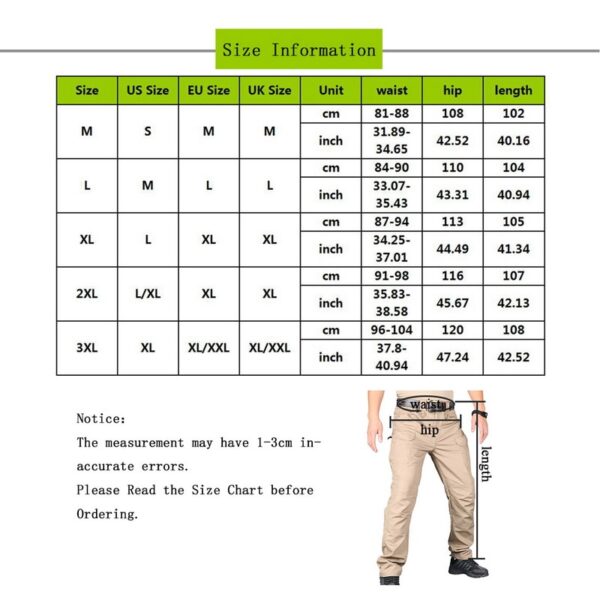 Fashion Multi Pockets Multifunction Sweat Pants Men Tactical Cargo Pants Waterproof Military Hiking Camping Outdoor Trousers 5