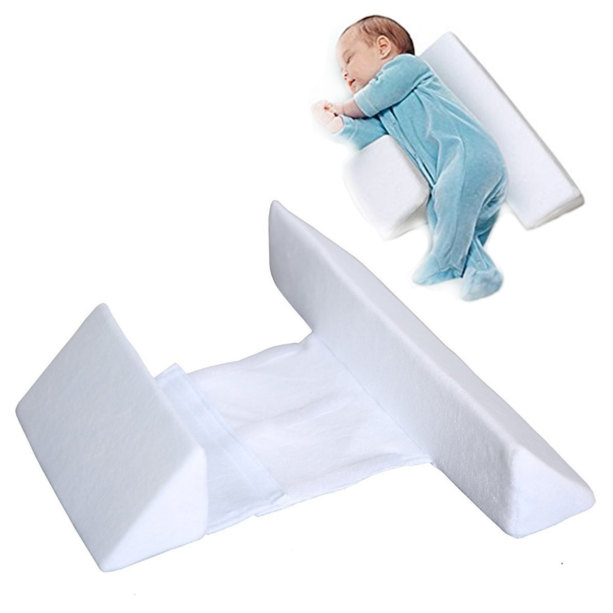 Baby Newborn Infant Pillow Memory Foam Positioner Prevent Flat Head Anti Roll 