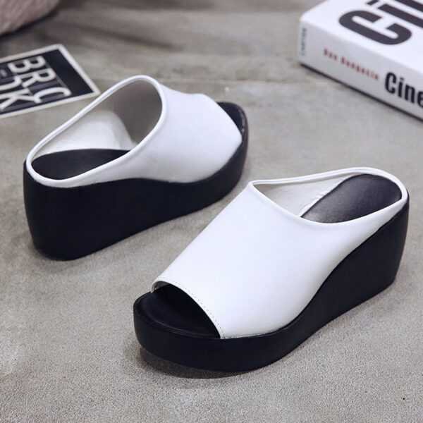 HIBISMIX Women Wedges Slippers Summer Casual Platform Slides Ladies Peep Toe Outdoor Beach Thick Bottom Slipper 4