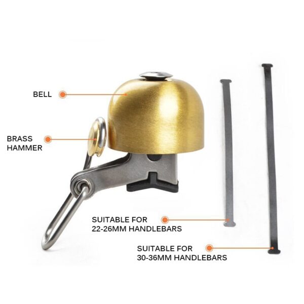 Handlebar Bicycle Bell Retro Cycle Push Bike Metal Bell Ring Loud Sound One Touch Cycling Bicycle