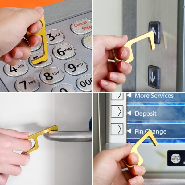 Hygiene Hand Antimicrobial Brass EDC Door Opener Stylus Portable Press Elevator Tool Door Handle Key 3