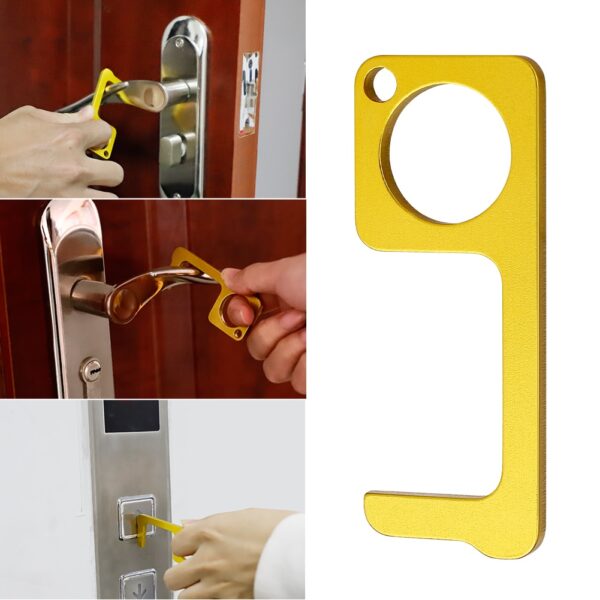 Hygiene Hand Antimicrobial Brass EDC Door Opener Stylus Portable Press Elevator Tool Door Handle Key