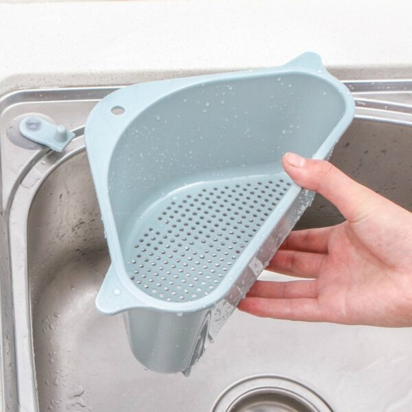 Kitchen Triangular Sink Strainer Drain Vegetable Fruits Drainer Basket Suction Cup Sponge Rack Storage Tool Sink 1