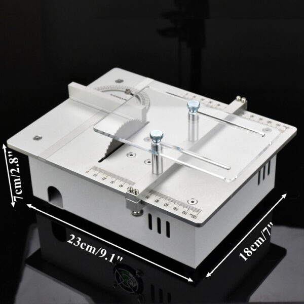 Mini Table Saw Handmade Woodworking Bench Saw DIY Hobby Model Crafts Cutting Tool with Power Supply 3 1