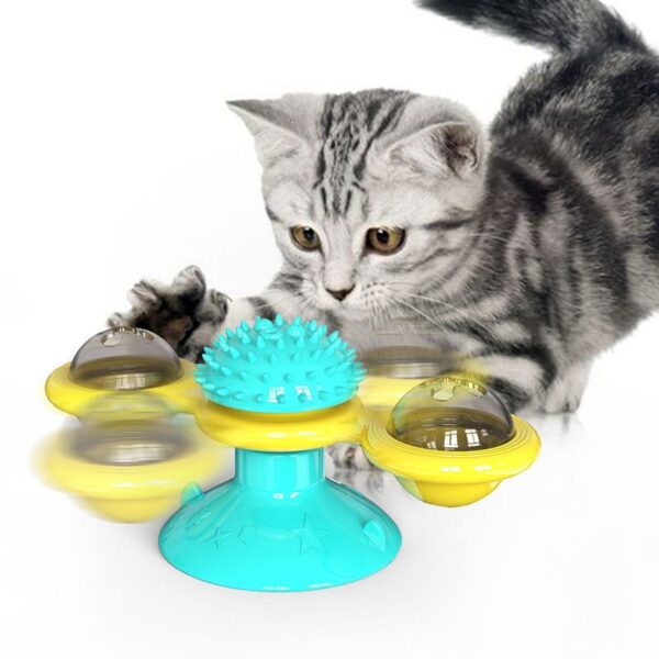 Pet Toys For Cats Interactive Puzzle Training Turntable Windmill Ball Whirling Toys For Cat Kitten Play 1