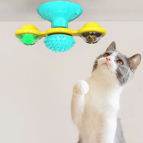 Pet Toys For Cats Interactive Puzzle Training Turntable Windmill Ball Whirling Toys For Cat Kitten Play 4