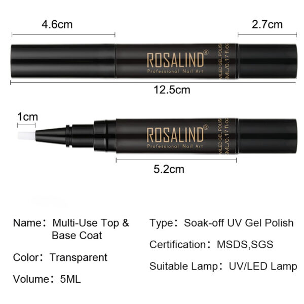 ROSALIND 5ml Nail Polish Pen Need Cured by UV LED Lamp Soak Off White Color for 4 1