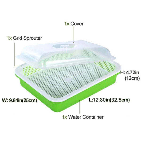 Seed Sprouter Tray BPA Free PP Soil Free Big Capacity Healthy Wheatgrass Grower with Cover Seedling 2