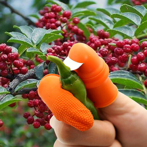 Pelindung Jari Silikon Fingerstall dengan Bilah Untuk Buah-buahan Sayuran Dapur Tuai Taman Pisau Jari Ibu Jari Tajam 1