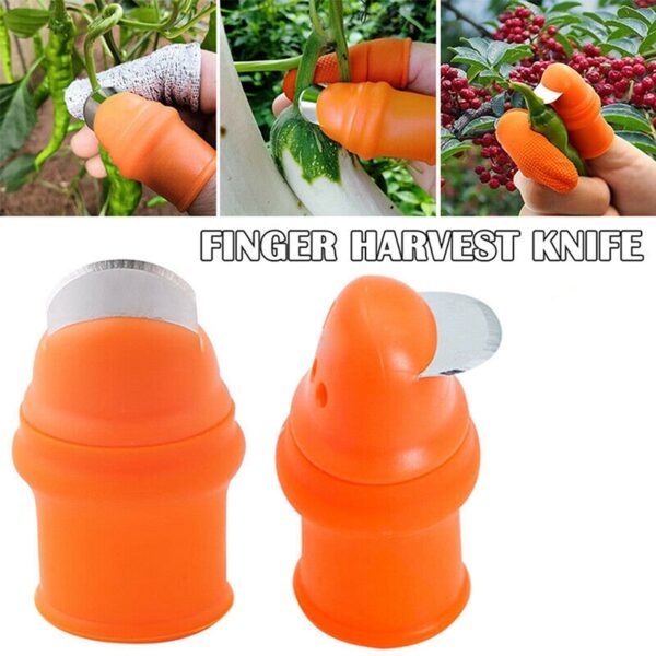 Silicone Finger Protectors Fingerstall nga adunay Blade Para sa Mga Prutas sa Utanon Pag-ani sa Kusina Sharp Thumb Finger Knife Garden