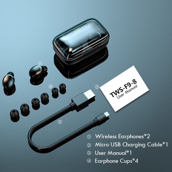 TWS Bluetooth 5 0 Earphones 2200mAh Charging Box Wireless Headphone 9D Stereo Sports Waterproof Earbuds Headsets 5