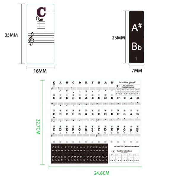 Prozirne odvojive note naljepnica s glazbom naljepnice na klavirskoj klaviri 54 61 ili 88 ključni elektronski klavir 4