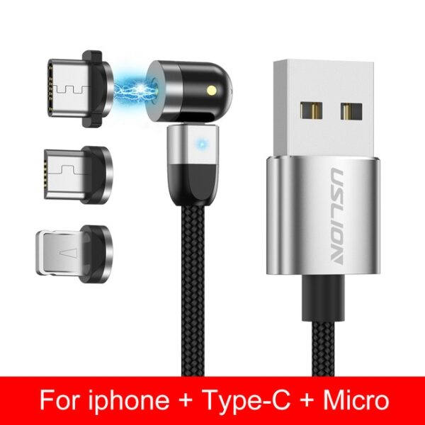 USLION สาย USB แบบแม่เหล็ก Fast Charging Type C สายชาร์จแบบแม่เหล็ก สาย Micro USB โทรศัพท์มือถือ 10.jpg 640x640 10